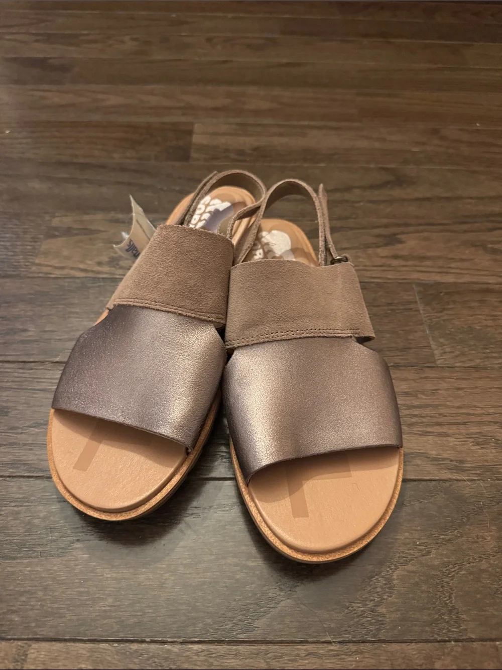 Sorel - Metallic Taupe Slingback Sandals - Picture 1 of 3